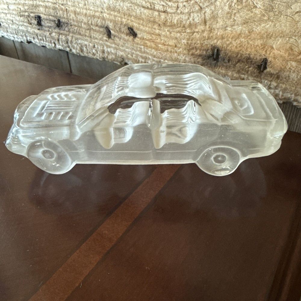 Hofbauer Mercedes Benz Car Lead Crystal Clear Frosted Paperweight Vintage